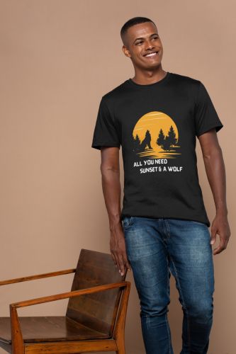 Dark Green Men Casual Printed Cotton T-Shirt