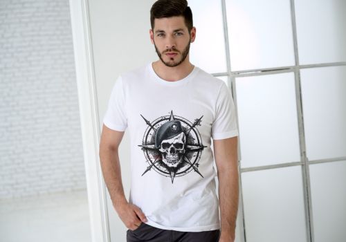 White Men Half Sleeve Printed T Shirt