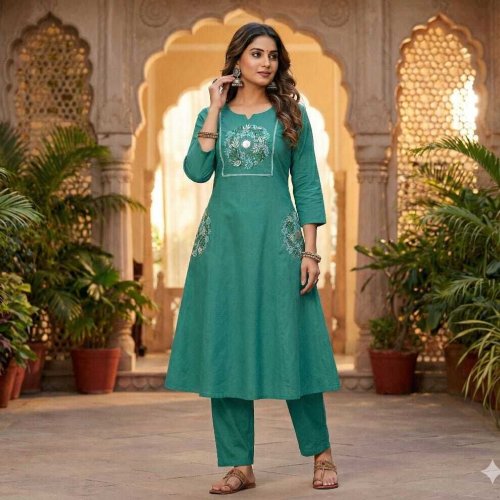 Angrakha Style Cotton Kurta Set
