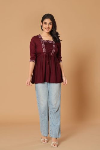 Cotton Embroidered Short Kurta Top