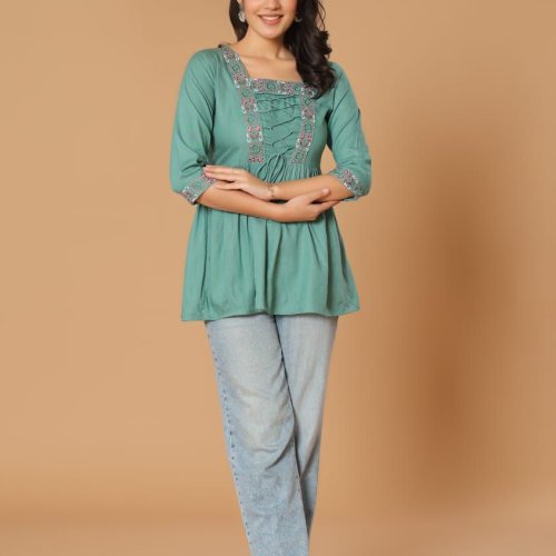 Designer Embroidered Short Kurti