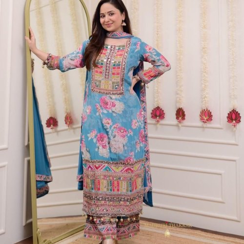 Designer Modal Satin Palazzo Suit