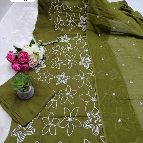 Designer Thread Work Cotton Kurti Set