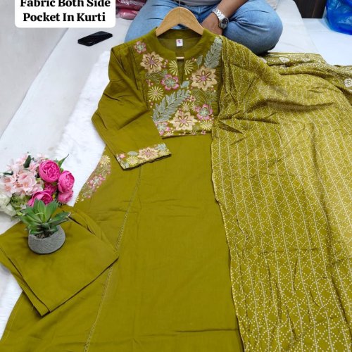 Embroidered Cotton Kurti Set for Women