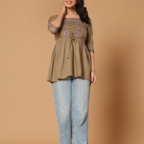 Embroidered Short Kurti for Women