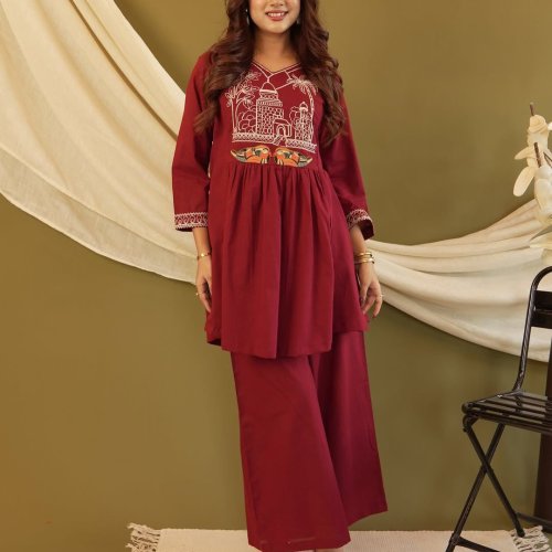 Embroidered Women Cotton Co Ord Set
