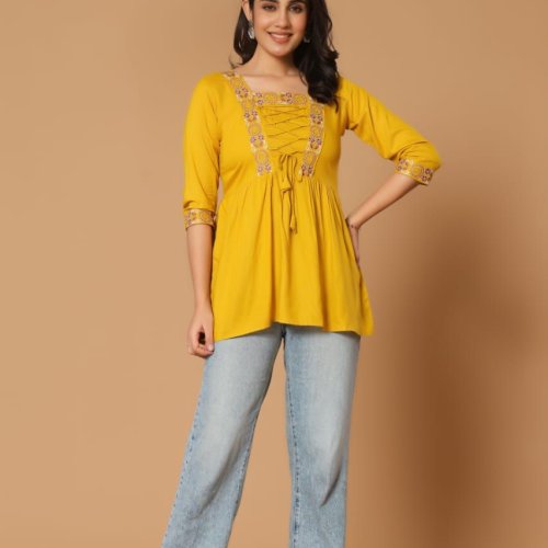 Ethnic Embroidered Short Kurti Top