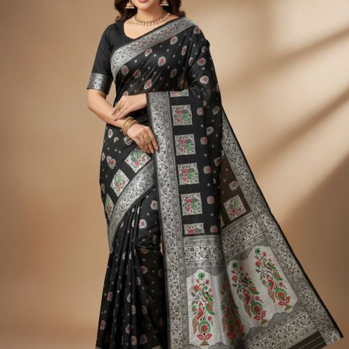 Gold Zari Paithani Silk Saree