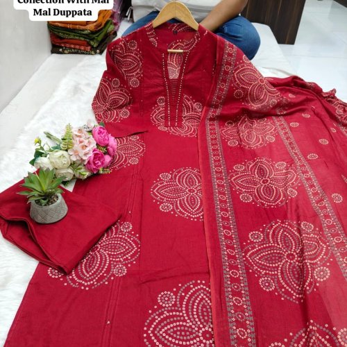 Hand Embroidered Cotton Kurti Pant Set