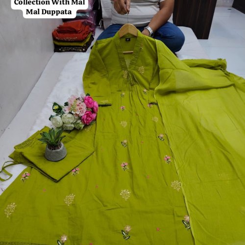 Women Cotton Kurti Pant Dupatta Set