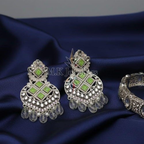 Ladies Silver Plated Designer Drop Earrings