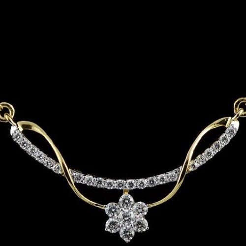 18k Gold Contemporary Curved Diamond Mangalsutra