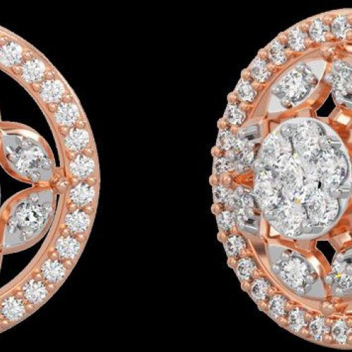 18k Gold Contemporary Round Diamond Cluster Studs