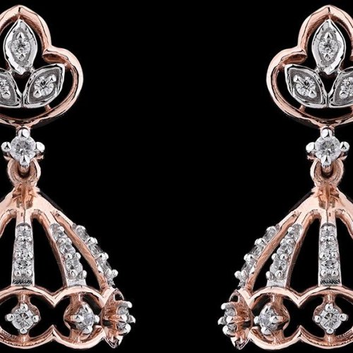 18k Gold Intricate Geometric Lattice Diamond Earrings