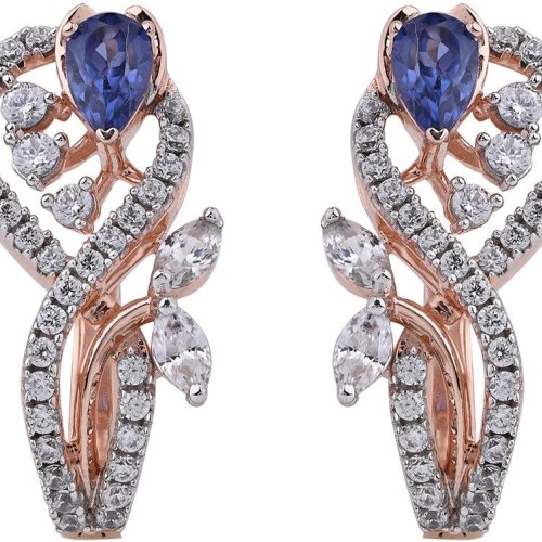 18k Gold Modern Architectural Diamond Drop Earrings