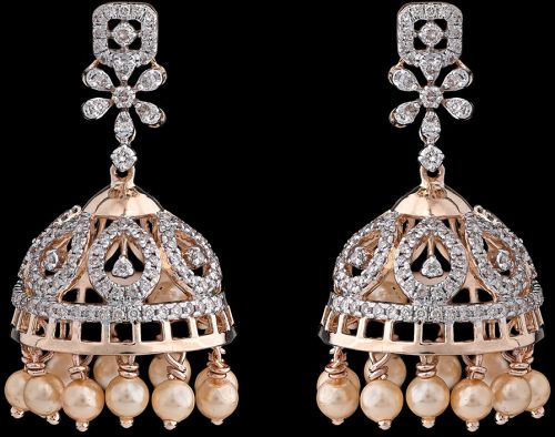 18k Gold Ornate Diamond Drop Earrings with Gemstone Dangle