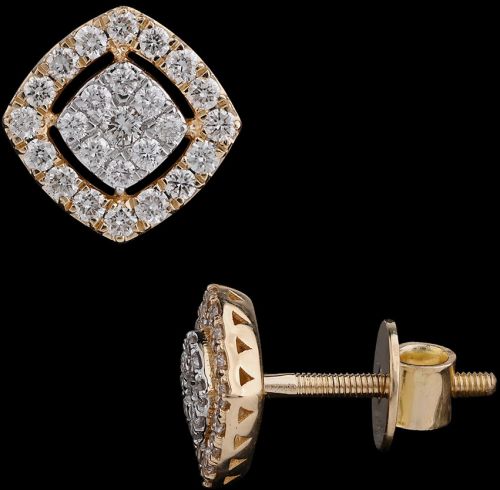 18k Gold Petite Daily Wear Diamond Halo Studs