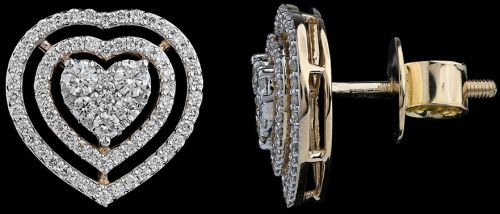 18k Gold Statement Multitiered Diamond Evening Earrings