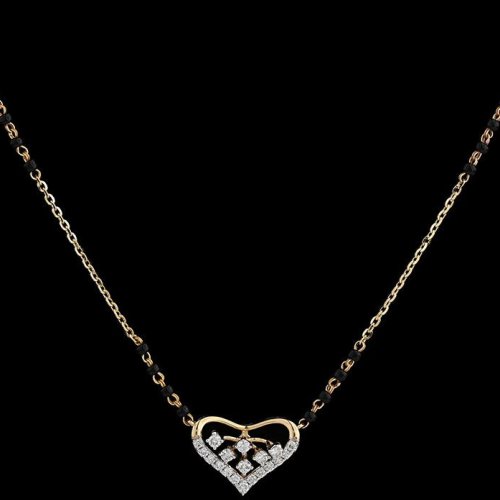 18K Heart Shape Gold Diamond Mangalsutra