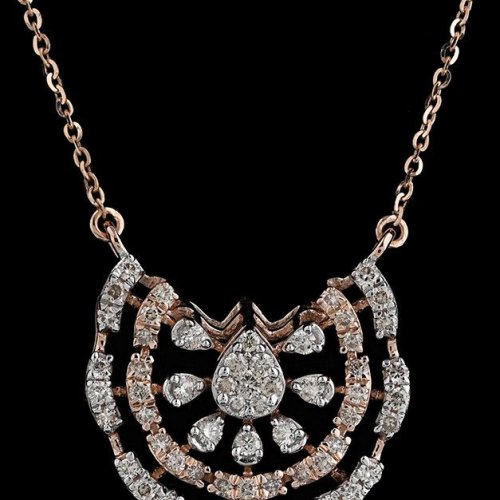 18K Rose Gold Classic Diamond Pendant Mangalsutra