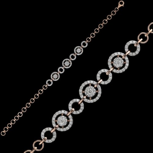 18k Rose Gold Interlocking Circle Diamond Bracelet