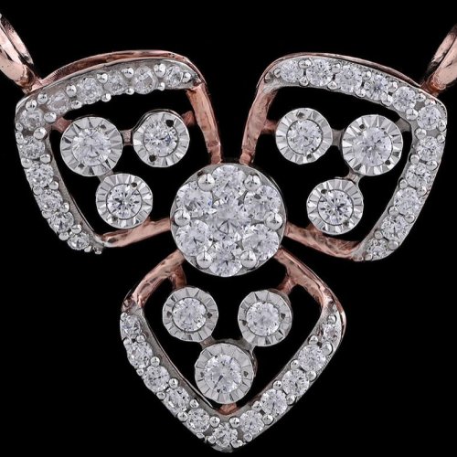 18k Rose Gold Single Line Curved Diamond Mangalsutra