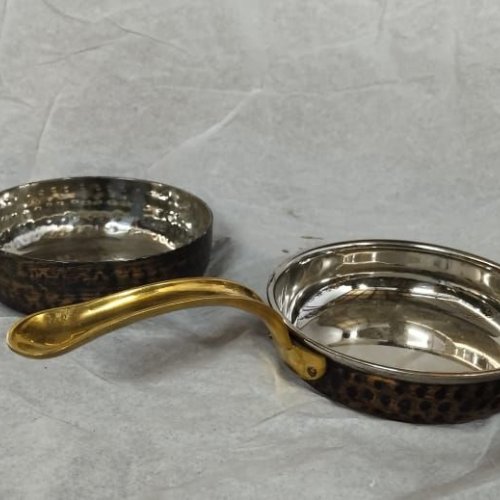 Stainless Steel Serving Sauce Pan With Brass Handle