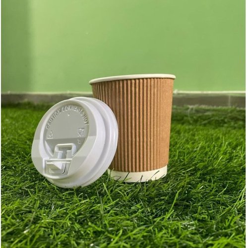 Brown Ripple Wall Paper Cup with Lid