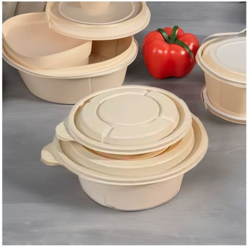Compostable Sugarcane Bagasse Round Food Container with Lid