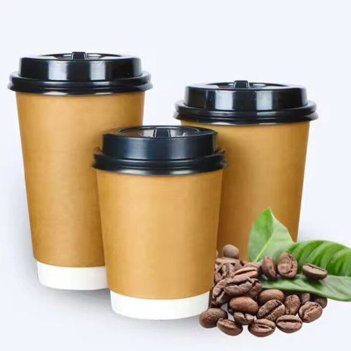 Disposable Kraft Paper Hot Beverage Cup with Black Sip Lid