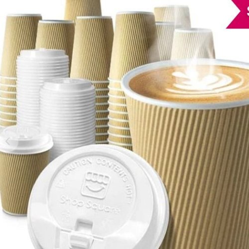 Double Wall Ripple Paper Coffee Cup with Lid