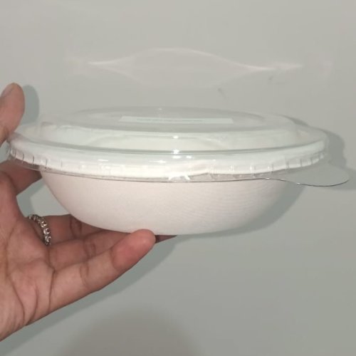 Round Bagasse Food Bowl with Transparent Flat Lid