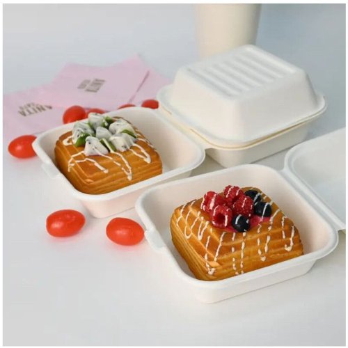 Sugarcane Bagasse Hinged Food Clamshell Box