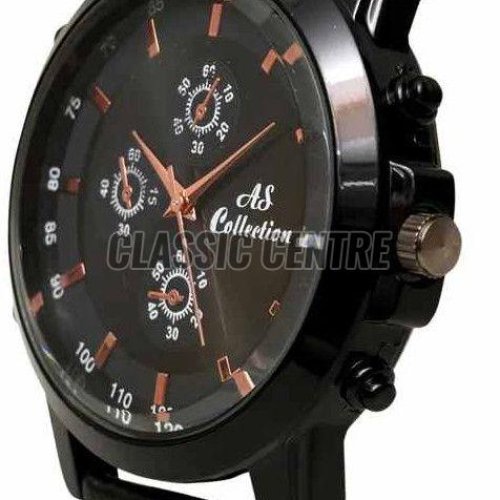 Black Premium Leather Strap Watch