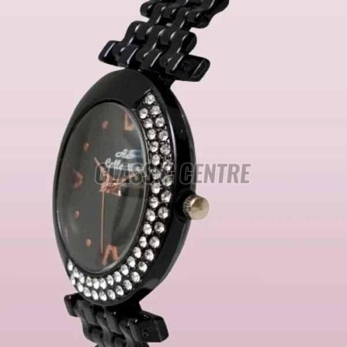 Black Women Classic Diamond Analog Watch