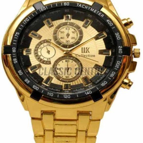 Golden Stainless Steel Men Watch
