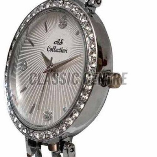 Silver Diamond Analog Watch For Women