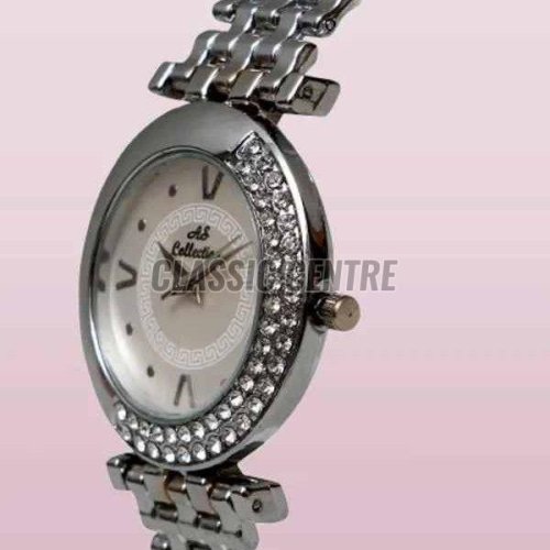 Silver One Sided Diamond Analog Watch For Women