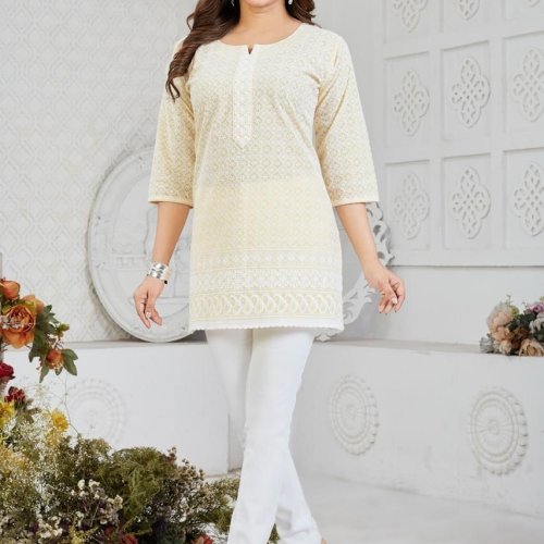 Ladies Cotton Embroidered Short Kurti
