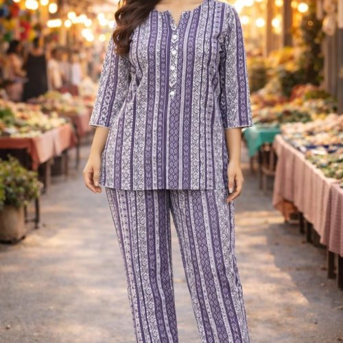 Ladies Pure Cotton Printed Co-ord Set