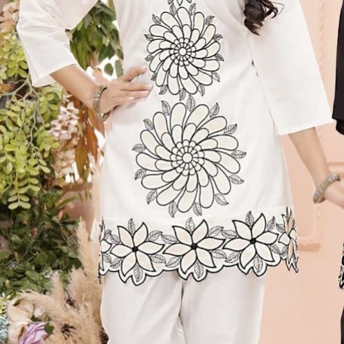 Ladies Vertical Print Cotton Co-Ord Set