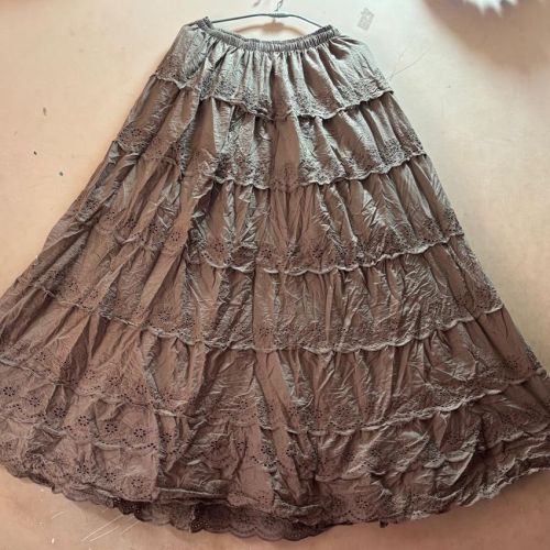Ladies Grey Cotton Long Skirt