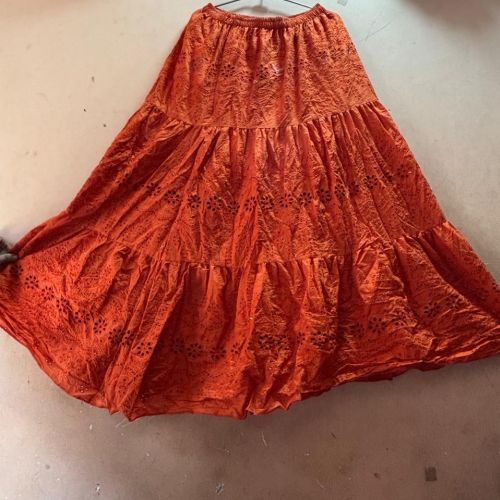 Ladies Orange Cotton Long Skirt