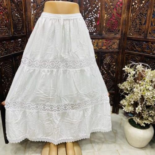 Ladies White Cotton Long Skirt