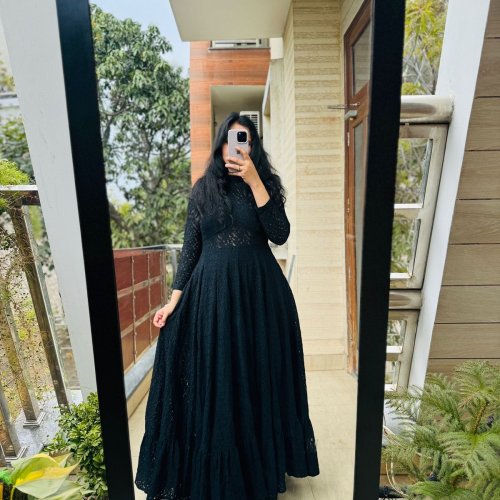 Party Wear Black Long Gown