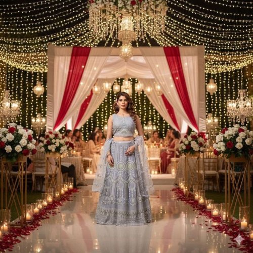 Ladies Lavender Embroidered Lehenga Choli Set