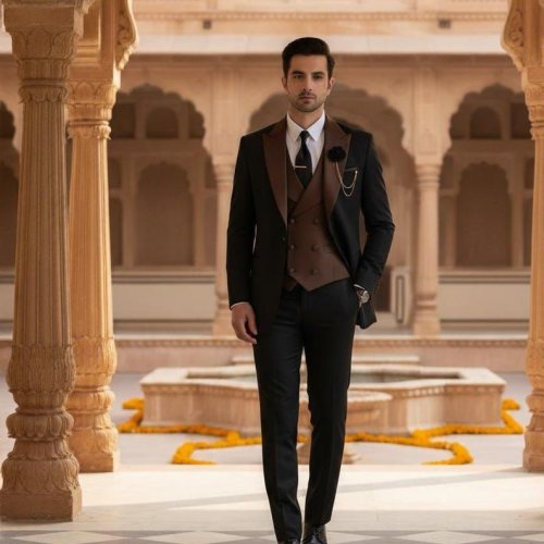 Mens Black 3 Piece Wedding Formal Suit