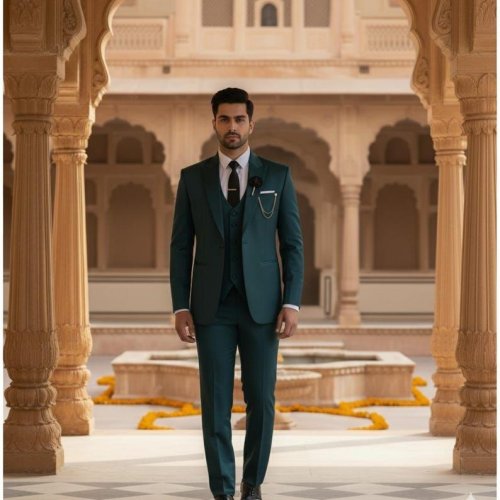 Mens Green 3 Piece Formal Business Suit