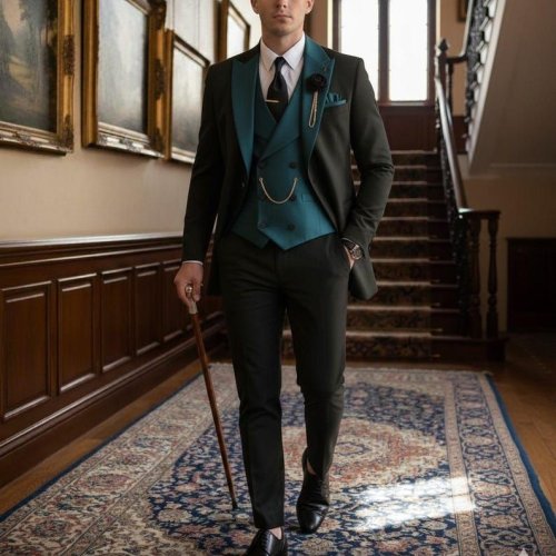 Mens Green Slim Fit Tuxedo Suit