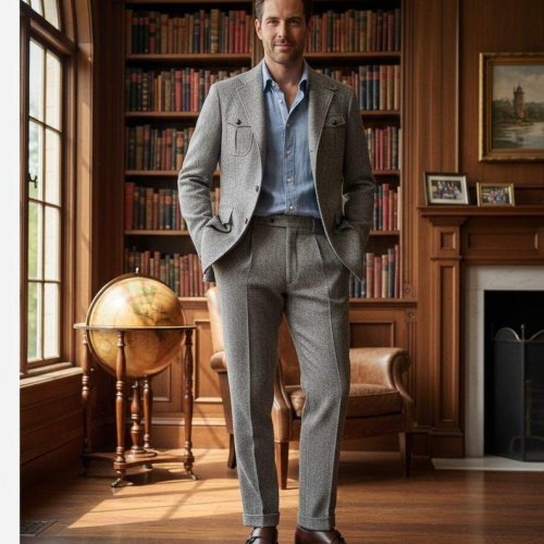 Mens Grey Heritage Slim Fit Suit